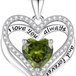 Personalized Birthstone Heart Necklace in S925 Silver - Cherished Gift for Her
